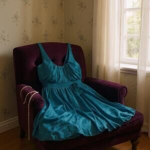 Laundry Shelli Segal Pure Silk Bubble Dress Green Mini Sleeveless Party Womens 2